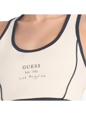 Guess Kadın Sıgnature Actıve Top Bras Crop-Krem