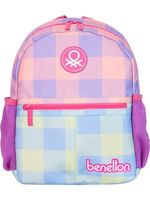 United Colors Of Benetton Benetton Ekose Desen Kız Çocuk Anaokul Çantası Mor
