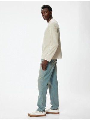 Koton 5WAM70033MK 057 Bej Erkek Pamuk Jersey Sweatshırt