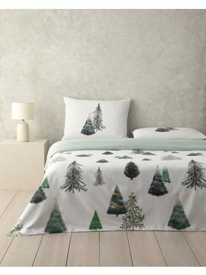 English Home Pine Serenity Dijital Baskılı Soft Cotton Tek Kişilik Nevresim Takımı Yeşil