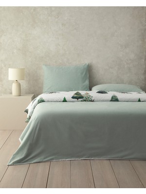 English Home Pine Serenity Dijital Baskılı Soft Cotton Tek Kişilik Nevresim Takımı Yeşil