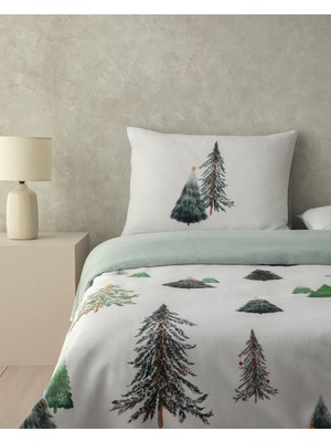 English Home Pine Serenity Dijital Baskılı Soft Cotton Tek Kişilik Nevresim Takımı Yeşil