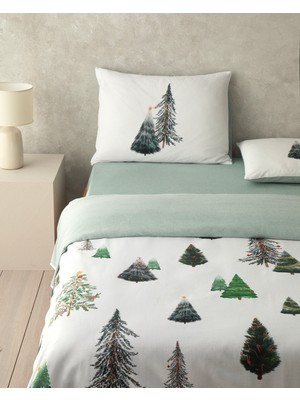 English Home Pine Serenity Dijital Baskılı Soft Cotton Tek Kişilik Nevresim Takımı Yeşil