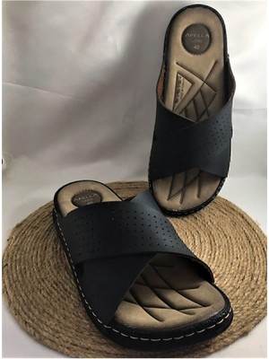 Madam Gold Yumuşak Deri Topuk Dikeni Önleyici Ortopedik Hafif Taban Erkek Terliği