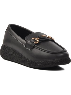 Ayakmod 261152 Siyah Cilt Kadın Günlük Ayakkabı