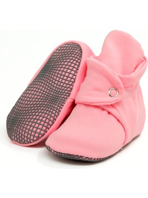 Ella Bonna Organik Pamuk Bebek Pandufu, Kaydırmaz Taban, Yenidoğan Patiği, Ev Kreş Ayakkabısı, Pembe