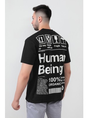 John Borners Siyah Erkek Human Baskılı Regular Kesim T-Shirt