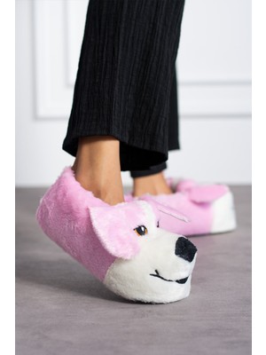 Albishoes Sevimli Köpek Hayvan Figürlü Peluş Yumuşak Taban Ev Botu Kışlık Hayvanlı Ev Panduf (30-40)