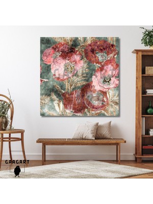 Gaagart Tekli Kare Kanvas Dekoratif Salon Tablosu Boho Çiçekler