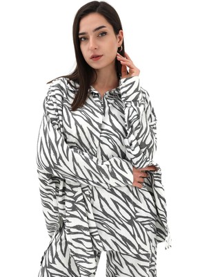 Shemard Zebra Desenli Alt Üst Ikili Takım - Siyah