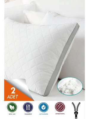 Skyes Home Klimalı Yastık Saf Boncuk Silikon Elyaf Terletmez Fermuarlı Yıkanabilir - 2 ADET