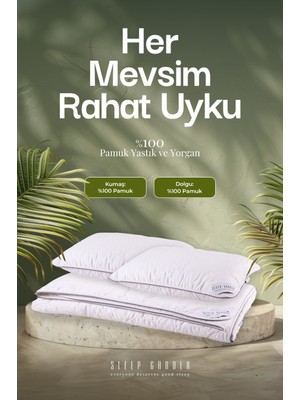 Sleep Garden %100 Pamuk 1 Adet Çift Kişilik Yorgan-2 Adet Yastık Set Ürün Keten Çantalı