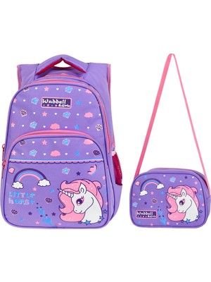 Just Polo Taşlı Kalp Desenli Ortapedik Ilk Okul Çantası Beslenme Çantalı