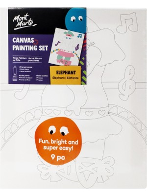 MONT MARTE M.m. Kanvas Tablo ve Boyama Seti 9 Parça - Fil