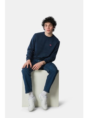 Levi's Logolu Bisiklet Yaka Mavi Erkek Sweatshirt - A6335-0003