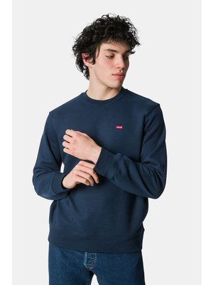 Levi's Logolu Bisiklet Yaka Mavi Erkek Sweatshirt - A6335-0003