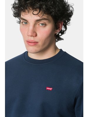 Levi's Logolu Bisiklet Yaka Mavi Erkek Sweatshirt - A6335-0003