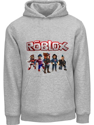 Ada Bebek Çocuk Ada Bebek Unisex Oversize Roblox Baskılı Çocuk Sweatshirt Yumuşak Pamuklu 1-14 Yaş