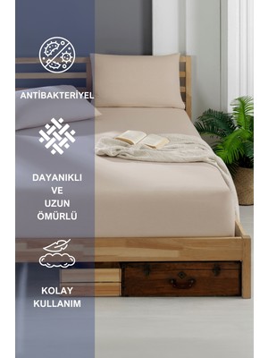 Moke E-Ticaret Akfil Kumaş Lastikli Fıtted Yastıklı Çarşaf Seti