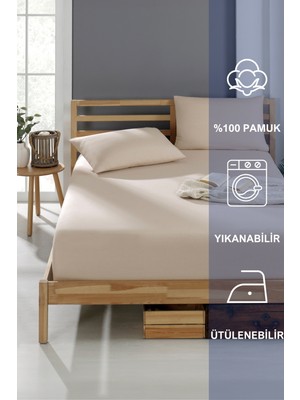 Moke E-Ticaret Akfil Kumaş Lastikli Fıtted Yastıklı Çarşaf Seti