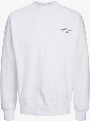 Jack & Jones Jprblachad Erkek Beyaz Sweatshirt 12261386-BRIGHTWHITE