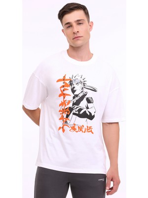 Lumberjack ml Naruto 11LSN1021 4fx Kırık Beyaz Erkek Kısa Kol T-Shirt
