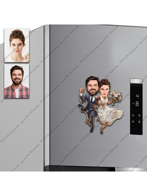 Wonder Like 2 Kişi Gelin Damat Tasarımlı Buzdolabı Magneti/resim Gönder Magnet Olsun