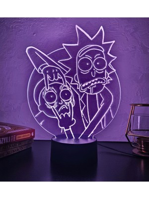 Lerad-Lazer Art Rıck And Morty 3D Gece Lambası. 16 Renk+Dokunmatik ve Uzaktan Kumandalı Işık. Hediye Olarak Mükemmeldir.