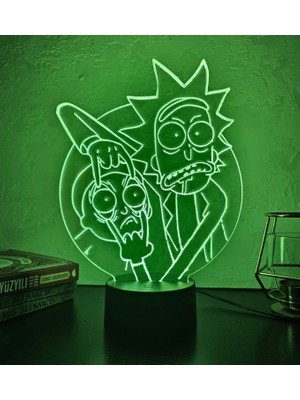 Lerad-Lazer Art Rıck And Morty 3D Gece Lambası. 16 Renk+Dokunmatik ve Uzaktan Kumandalı Işık. Hediye Olarak Mükemmeldir.