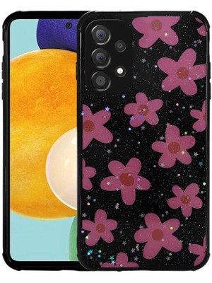 Farma İletişim Teknolojileri Samsung Galaxy A53 5g Kılıf Simli Desenli Kamera Korumalı Parlak Popy Kapak - Çiçek