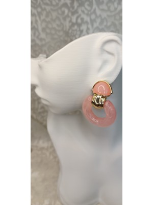 Lilly And Molly Jewelry Vintage Epoksi Taşlı Halka Çelik Küpe