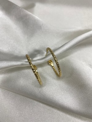 Kübra Uyan Jewelry Çelik Gold Renk Küpe Halka Model Kadın Küpe