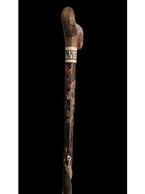 Ahşap City Devrek Bastonu Yılan Kabartmalı (Kızılcık Ağacı)