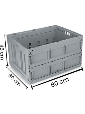 Alpbx Büyük Katlanır Kasa Gri (80X60X45 Cm) | 173 Litre