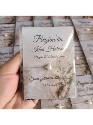 Süslü Davet Kişiye Özel Kart Tasarımlı Inci Bileklik Hediyeliği (Söz,nişan,düğün,nikah,doğum,doğumgünü,bekarlığa Veda..) 50 Adet