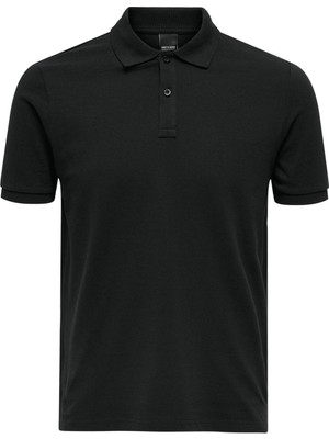 Only & Sons Düz Siyah Erkek Polo T-Shirt Onstray Slım Ss Polo