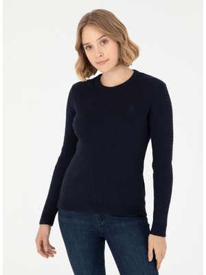 U.S. Polo Assn. Bisiklet Yaka Slim Fit Lacivert Kazak Kadın KARLA-BSK24
