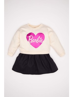 DeFacto Kız Bebek Bisiklet Yaka Barbie Uzun Kollu Sweatshirt Elbise D2542A524AU