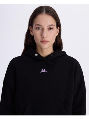 Kappa Authentic Alena Hoodie Kadın Siyah Oversize Fit Hoodie