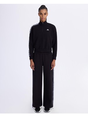 Kappa Authentic 222 Banda Pepitagt Kadın Siyah Oversize Fit Sweatshirt