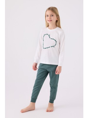 Arnetta Kız Çocuk Uzun Kol Pijama Takım AR3050 Krem