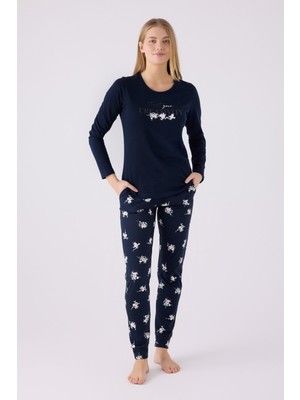 Arnetta Kadın Uzun Kol Pijama Takım AR3055 Lacivert