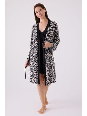 Arnetta Kadın Siyah Sabahlık Takım