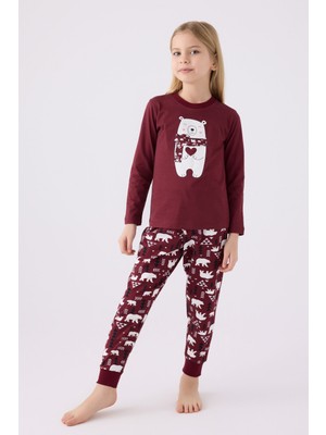 Arnetta Kız Çocuk Bordo Pijama Takımı