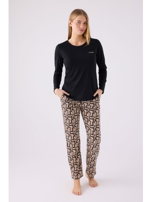 Pıerre Cardın Kadın Uzun Kol Pijama Takım PC8891 Siyah