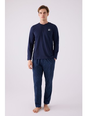 Arnetta Erkek Lacivert Uzun Kol Pijama Takım
