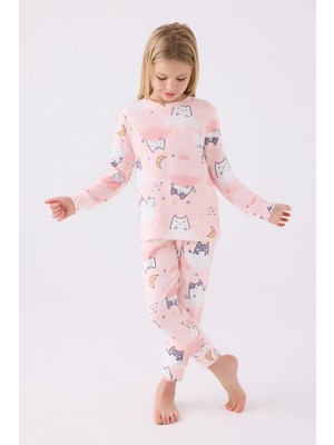 Rolypoly Kız Çocuk Uzun Kol Pijama Takım RP3460 Açık Pembe