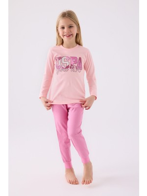 U.S. Polo Assn. Kız Çocuk Uzun Kol Pijama Takım US1984 Açık Pembe