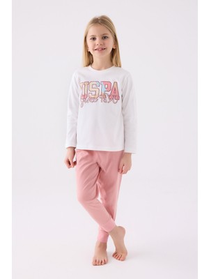 U.S. Polo Assn. Kız Çocuk Uzun Kol Pijama Takım US1984 Krem