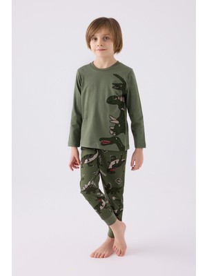 Rolypoly Erkek Çocuk Haki Pijama Takımı